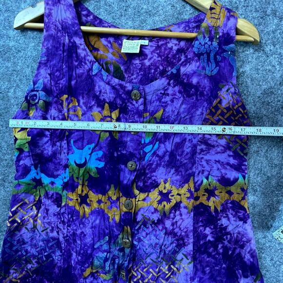Spicy Bambu Dress Womens Large Purple Boho Hippie Indie Festival Hawaiian Bright - Picture 4 of 6
